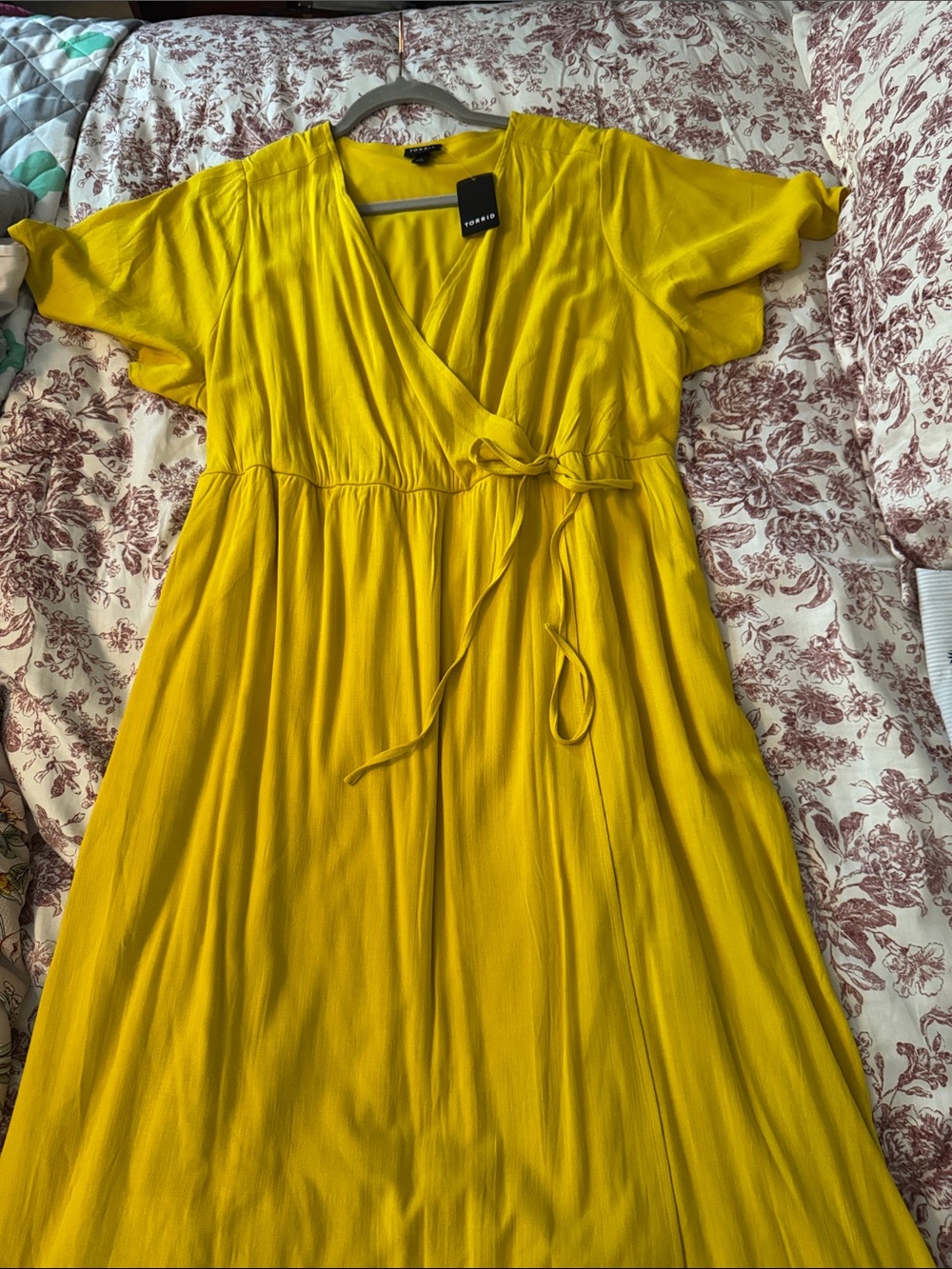 torrid Yellow Wrap Maxi Dress with Tie Waist